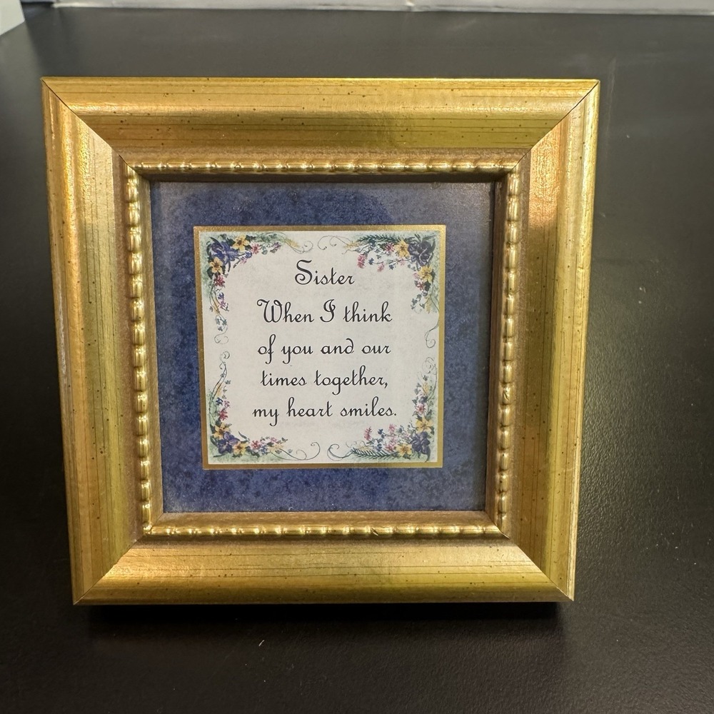 Vintage‎ Heartfelt Collection Mini words of Endearment Sisters 4"x4" Gold Frame